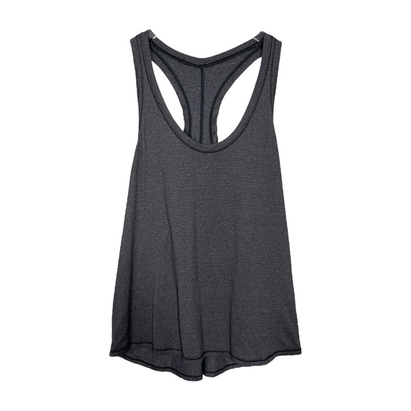 lululemon athletica Tops - Lululemon Scoop Neck Racerback Tank 8 Heathered Black Split Back Workout Top
